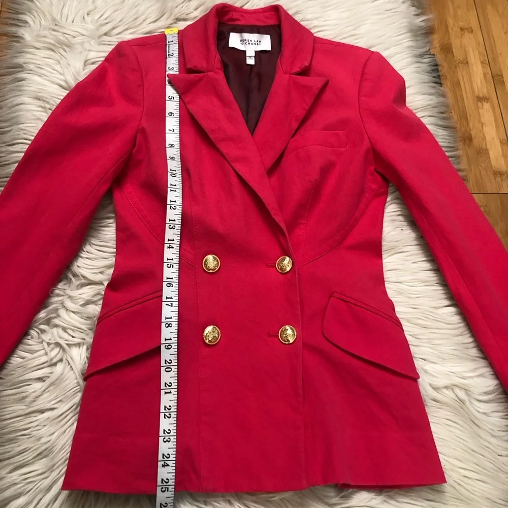 Derek Lam 10 Crosby Classic Double Breasted Fitted Red Fuchsia Blazer size 2